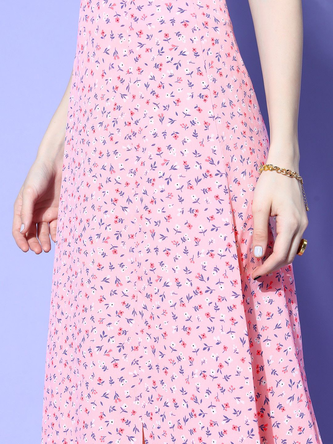 Pretty Pink Floral Peekaboo Slit Skirt - Image 2