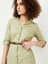 Women Solid Belted Tunic