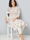 Women Floral Print Straight Kurta with Pleated Detail