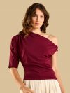 One Shoulder Top with Trim Detail
