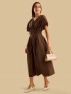 Tie-Up Waist V-neck Shirt Dress