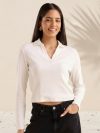 Ribbed Crop Polo T-shirt for Women – Stylish & Comfortable Casual Top