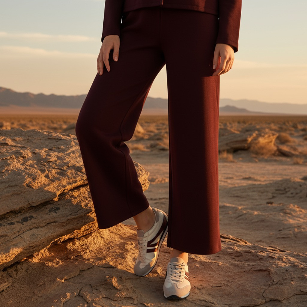 Plain Wide Leg Pique Pants