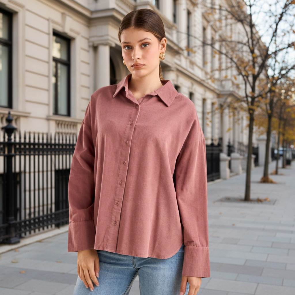 Corduroy Oversized Shirt for Women – Casual & Comfortable Top