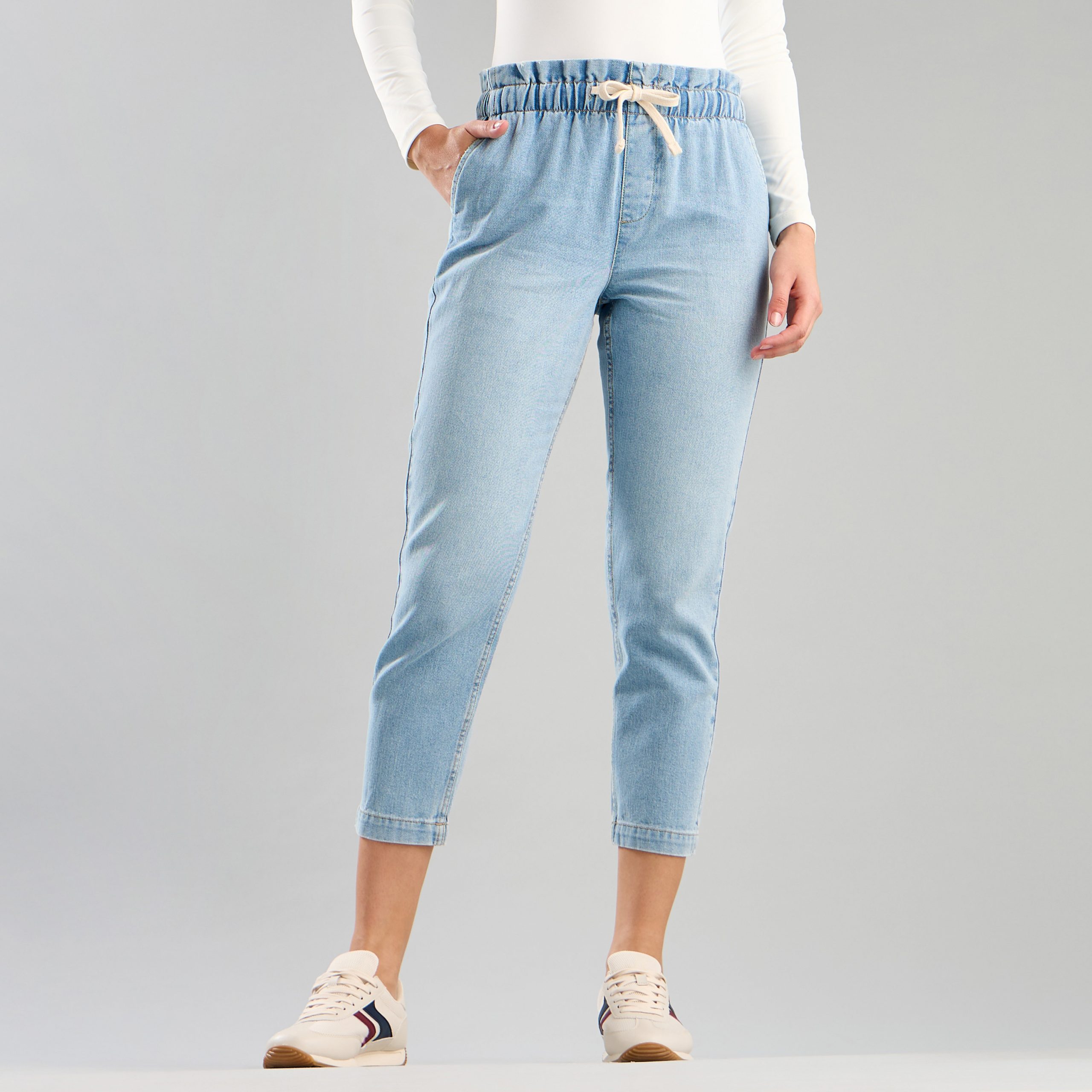 Plain Paperbag Waist Jeans